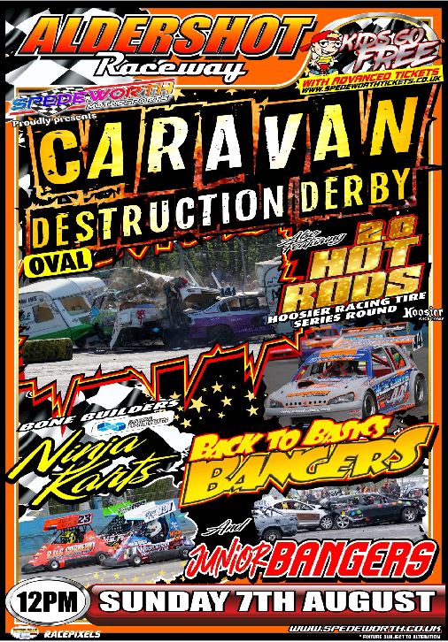 Aldershot 7th August 2022 Bangers Caravan Destruction Derby