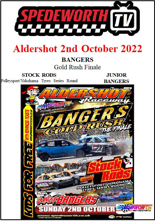 Aldershot 2nd October 2022 Bangers Gold Rush Finale