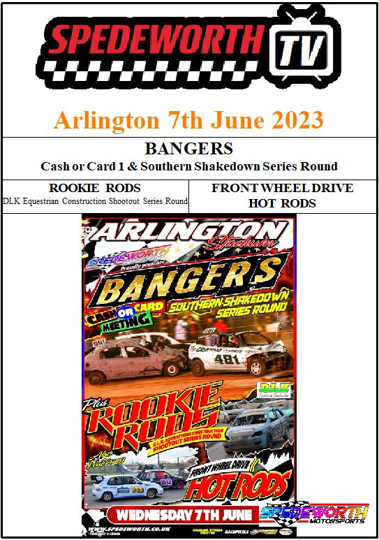 Arlington 7th June 2023 Bangers Cash or Card