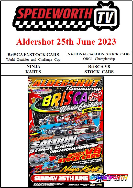 Aldershot 25th June 2023 BriSCA F2s National Saloons