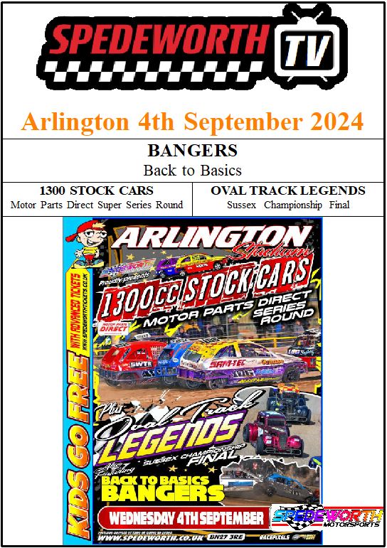 Arlington 4th September 2024 Bangers 1300 Stock Cars